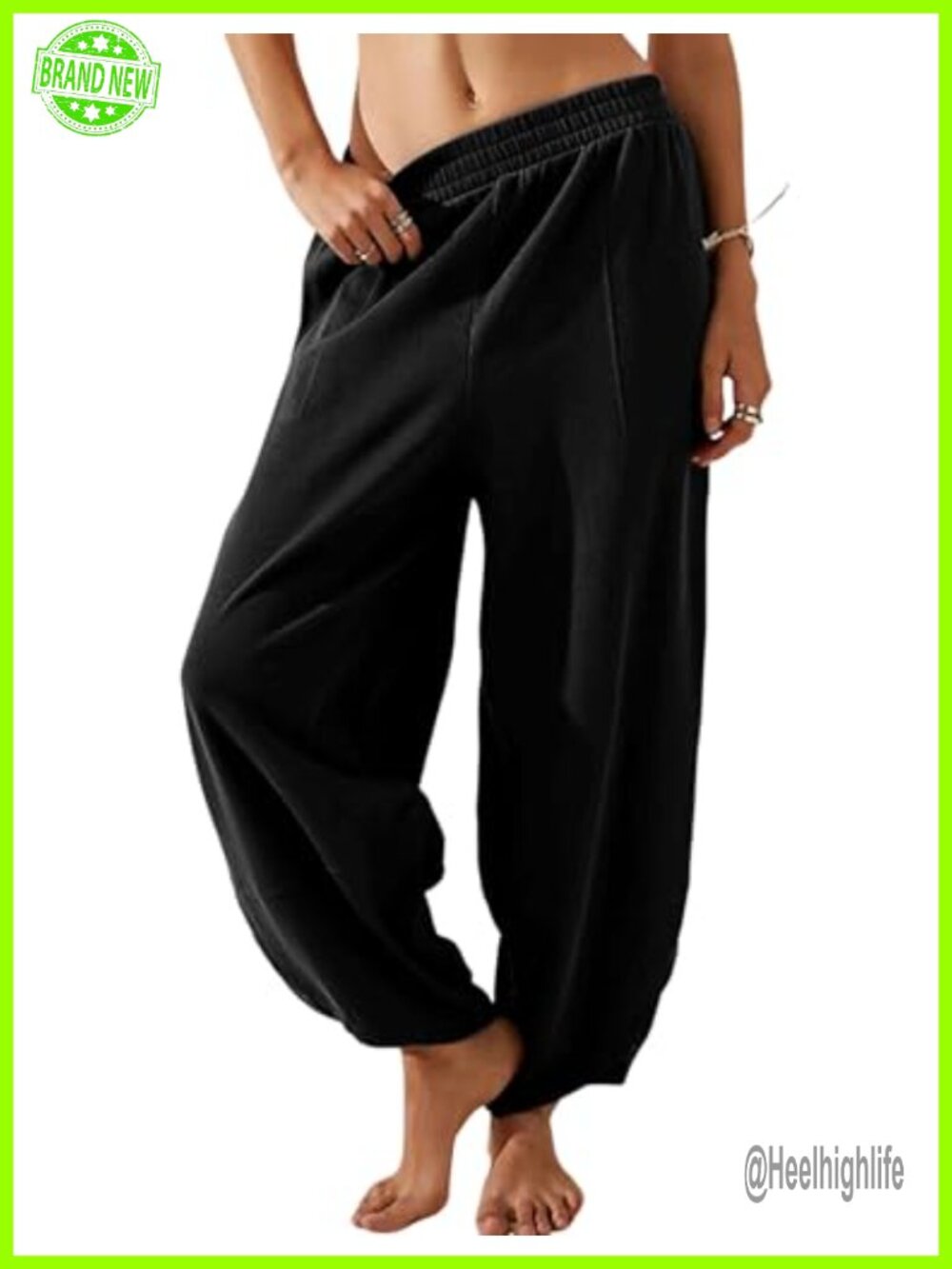 Baggy Wide Leg Pants with Pockets Elastic Waist Palazzo Harem Pants